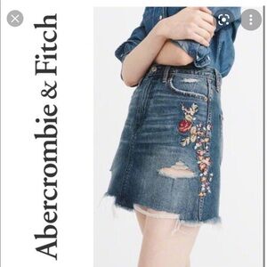 Abercrombie & Fitch Embroidered Denim Mini Skirt